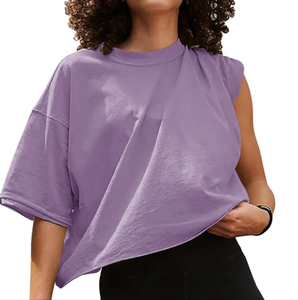 UEU Light Purple Short-Sleeve Crop Tshirt